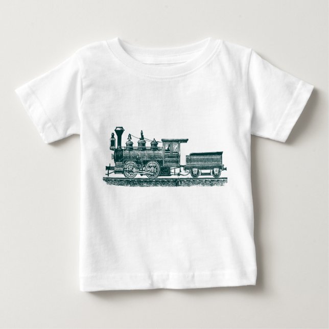 T-shirt Pour Bébé Locomotive 02 - Vert foncé (Devant)