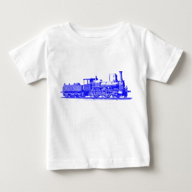 T-shirt Pour Bébé Locomotive - Bleu (Devant)
