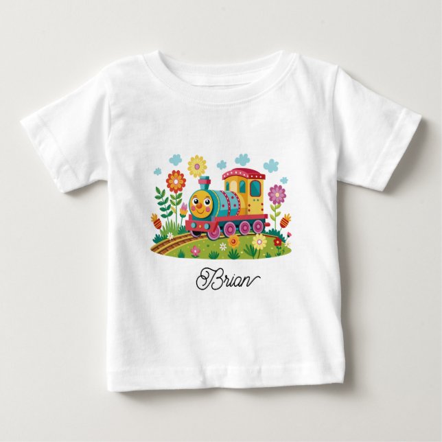 T-shirt Pour Bébé Locomotive colorée (Devant)