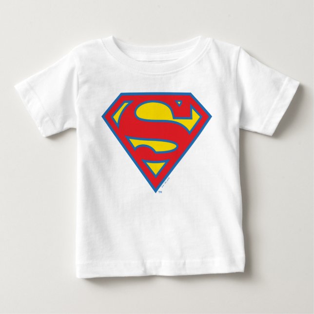 T-shirt Pour Bébé Logo classique Supergirl avec fond bleu (Devant)