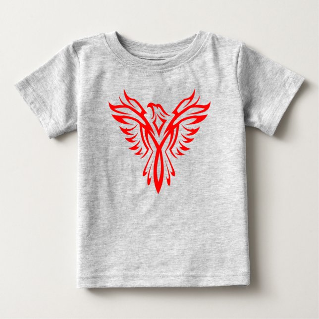 T-shirt Pour Bébé Logo Mythique Phoenix Bird Rising (Rouge) (Devant)