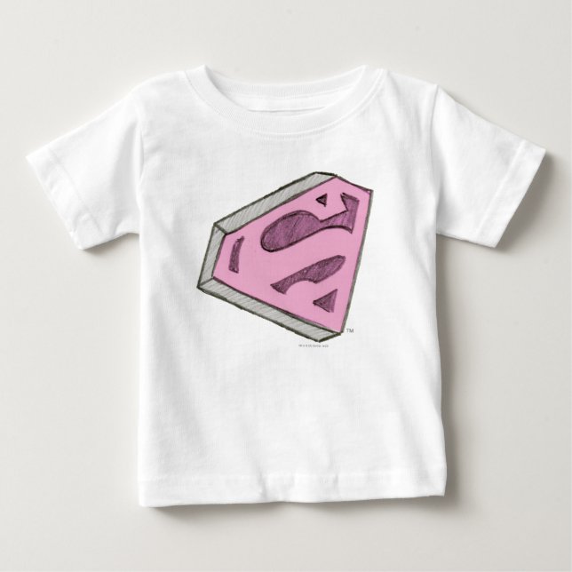 T-shirt Pour Bébé Logo Pink Croquetée Supergirl (Devant)