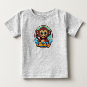 T-shirt Pour Bébé Logo Rétro Éclaboussure de Singe Kawaii