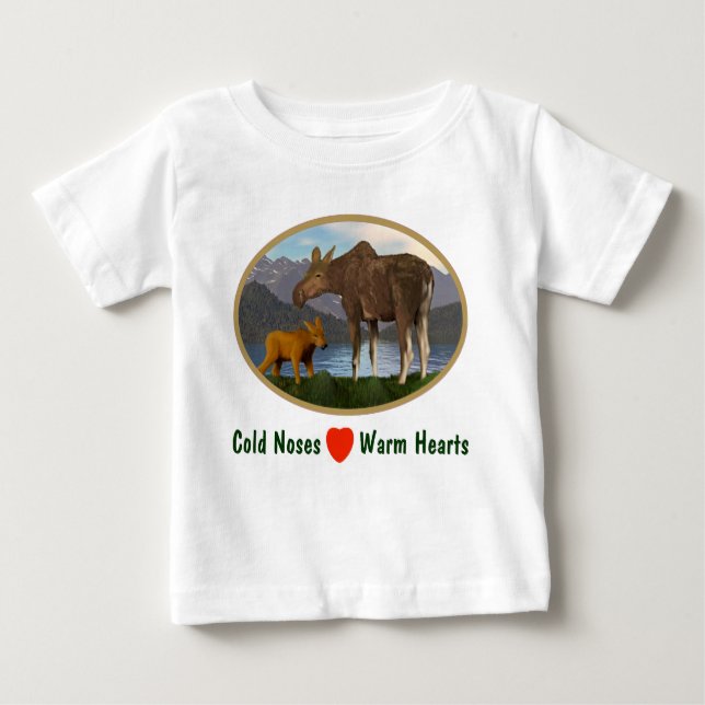 T-shirt Pour Bébé L'orignal dans le pré (Devant)