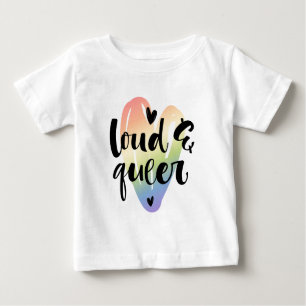 T-shirt Pour Bébé Loud et Queer Coeur aquarelle