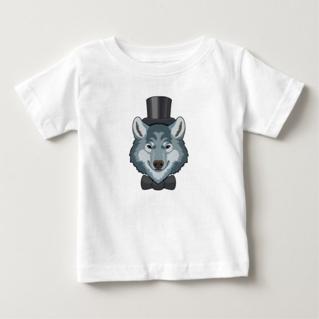 T-shirt Pour Bébé Loup comme marié avec nœud papillon (Devant)
