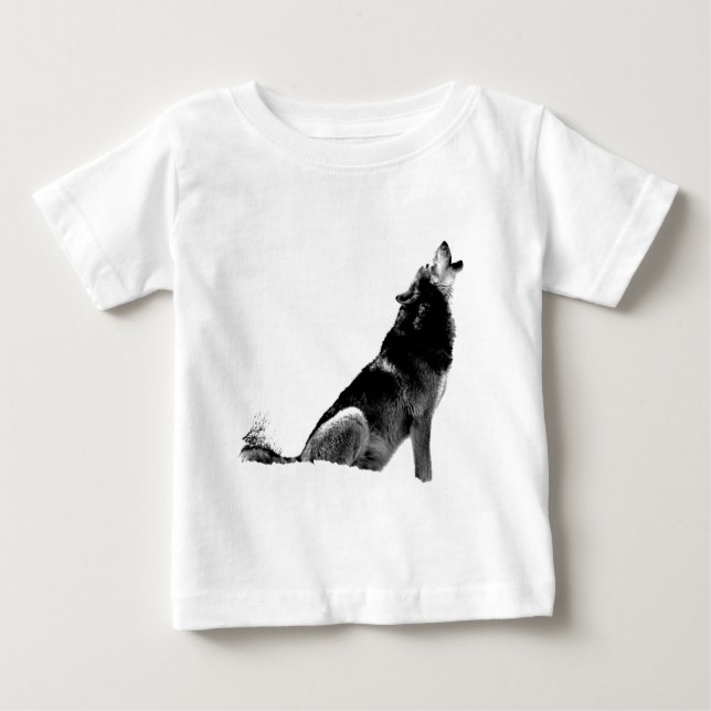 T-shirt Pour Bébé Loup de Howling blanc noir (Devant)