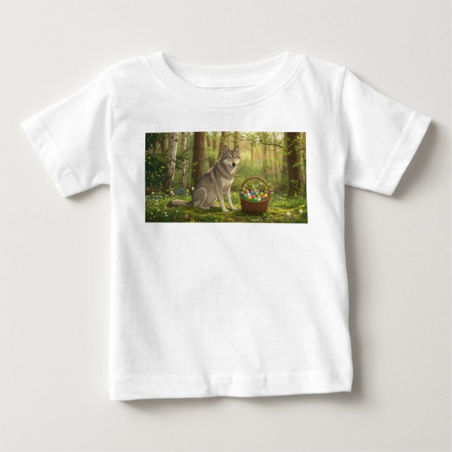 T-shirt Pour Bébé Loup de Pâques  (Devant)