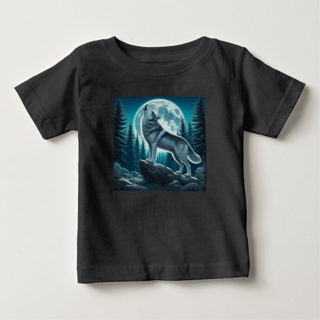 T-shirt Pour Bébé Loup hurlant (Devant)