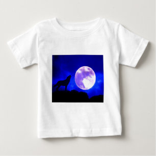 T-shirt Pour Bébé Loup hurlant à la lune