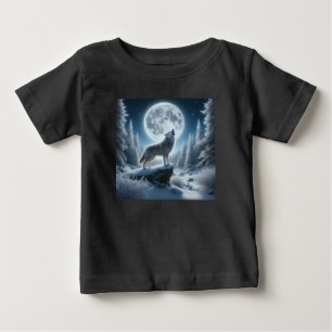 T-shirt Pour Bébé Loup hurlant en hiver