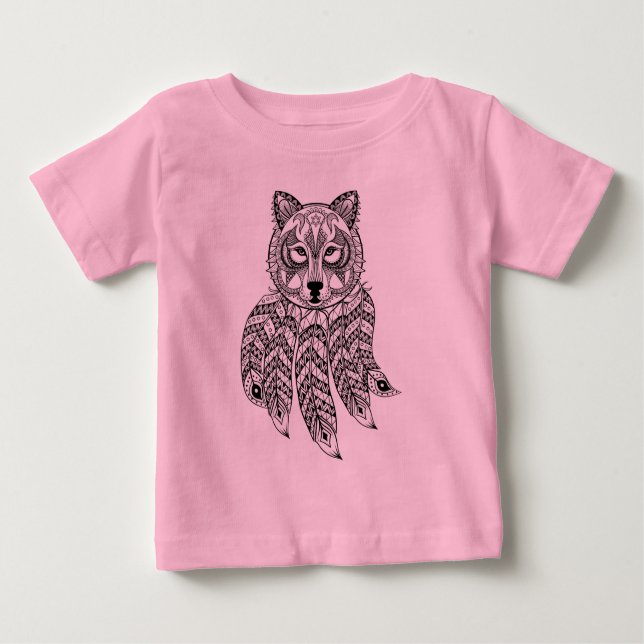 T-shirt Pour Bébé Loup inspiré avec Dreamcatcher (Devant)
