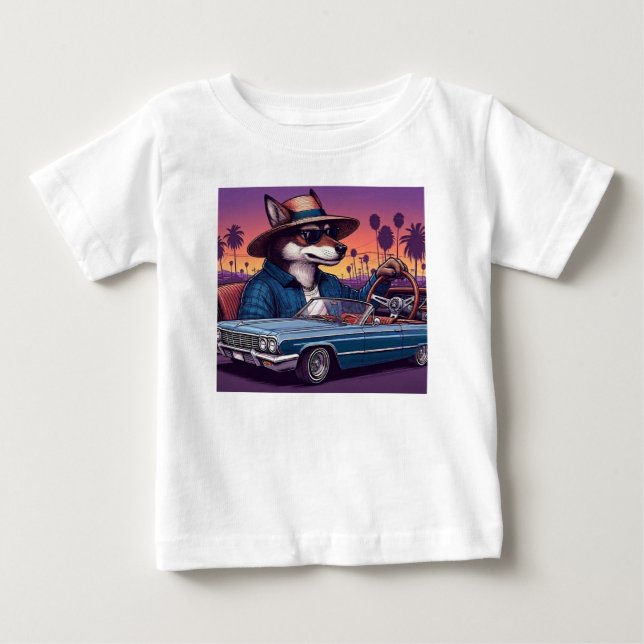 T-shirt Pour Bébé Loup Lowrider Wolfy (Devant)