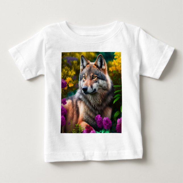 T-shirt Pour Bébé Loup mignon (Devant)