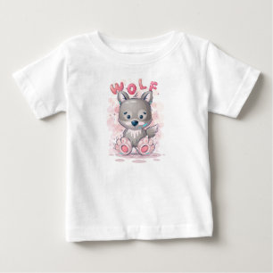 T-shirt Pour Bébé Loup mignon dessin animé