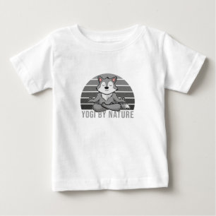 T-shirt Pour Bébé Loup mignon drôle faisant du yoga. poses de yoga d