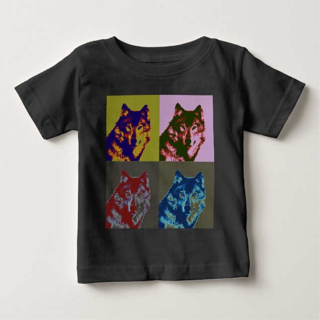 T-shirt Pour Bébé Loup Pop Art (Devant)