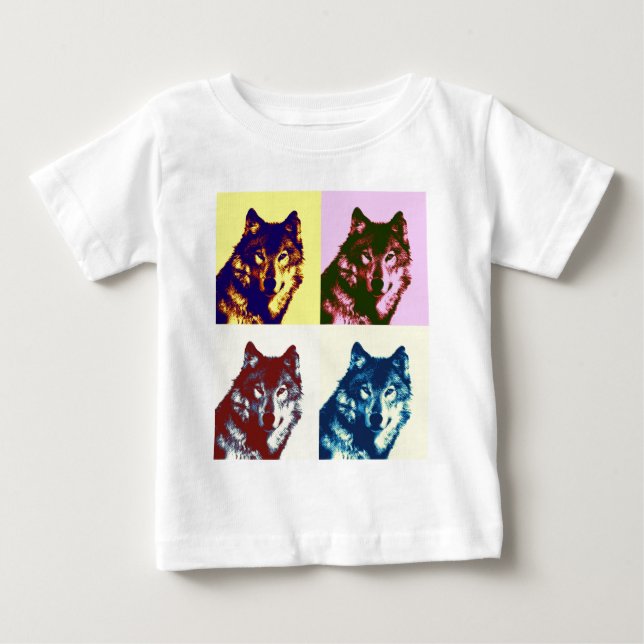 T-shirt Pour Bébé Loup Pop Art (Devant)