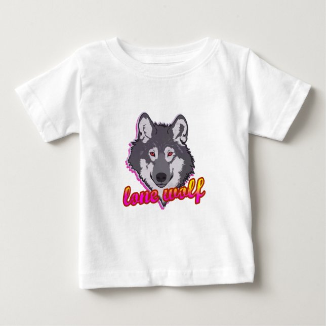 T-shirt Pour Bébé Loup solitaire, style des années 80 ! (Devant)