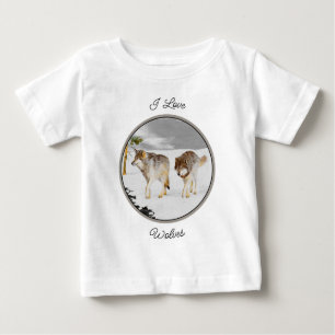 T-shirt Pour Bébé Loups en peinture sur neige - Art original de la f