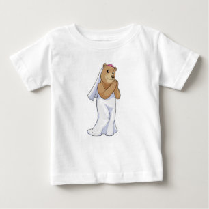 T-shirt Pour Bébé L'ours en mariée avec le voile