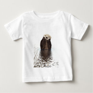 T-shirt Pour Bébé Loutre de sourire adorable dans le lac