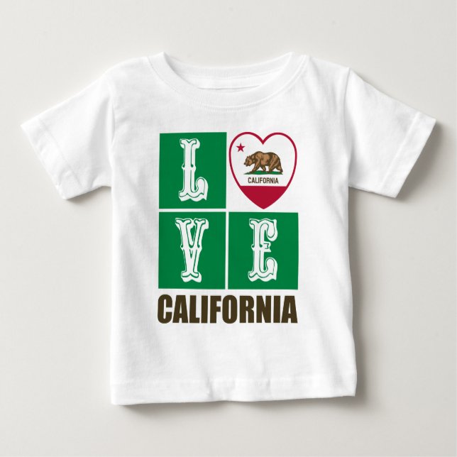 T-shirt Pour Bébé Love California Republic State Drapeau Heart Pride (Devant)