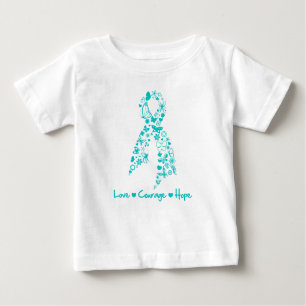 T-shirt Pour Bébé Love Courage Hope Papillon - Cancer de l'ovaire