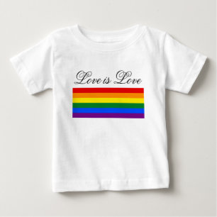 T-shirt Pour Bébé Love is Love Typography Gay pride LGBT Rainbow