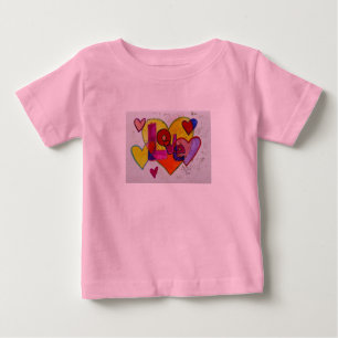 T-shirt Pour Bébé Love Patchwork Hearts Glitter Word Art Shirts