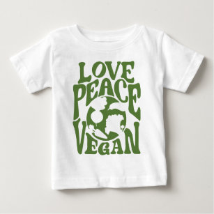 T-shirt Pour Bébé Love Peace Vegan Slogan Végétarien Drôle