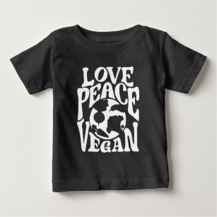 T-shirt Pour Bébé Love Peace Vegan Slogan Végétarien Drôle