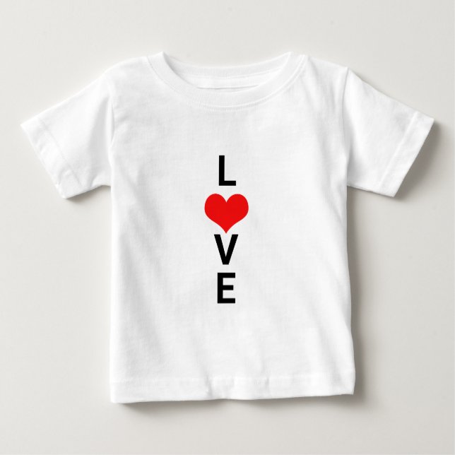 T-shirt Pour Bébé Love Red Heart mignon Valentine's Day White Custom (Devant)