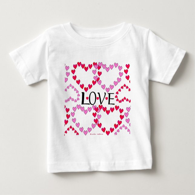 T-shirt Pour Bébé LOVE ROUGE ROSE DE Tiny Hearts (Devant)