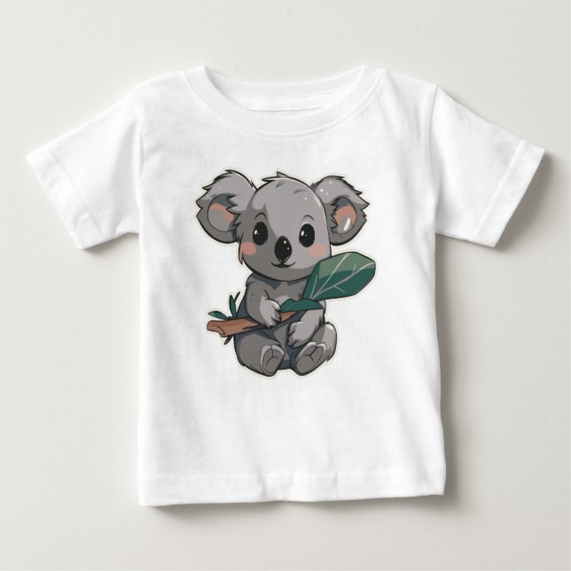 T-shirt Pour Bébé Lovely design featuring cute koala a leaf (Devant)