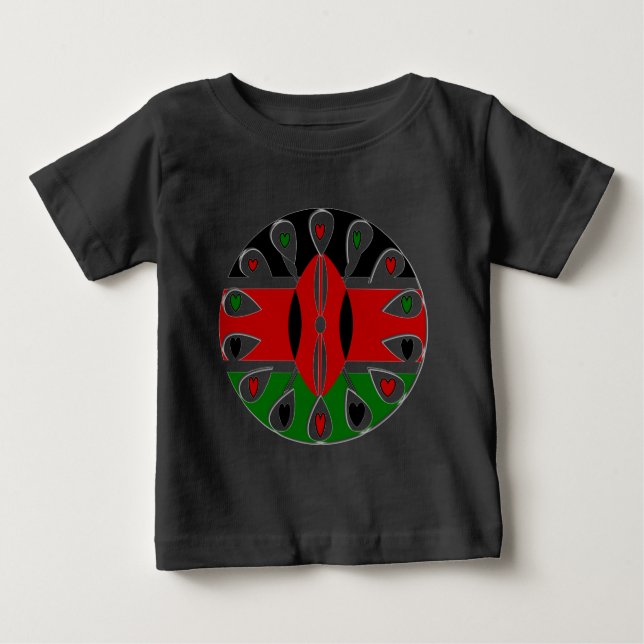 T-shirt Pour Bébé Lovely Hearts Kenya : Drapeau Art Motif (Devant)