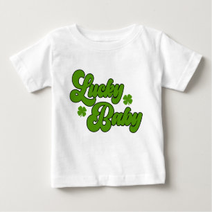 T-shirt Pour Bébé Lucky Baby St Patrick's Day Retro 70's Green