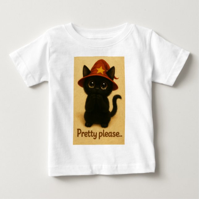 T-shirt Pour Bébé Lucky Cat Emi – Kawaii Begging Pose Witch Cat (Devant)