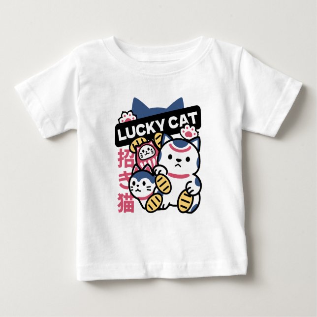 T-shirt Pour Bébé Lucky Cat Maneki Neko – Japanese Fortune Cat  (Devant)
