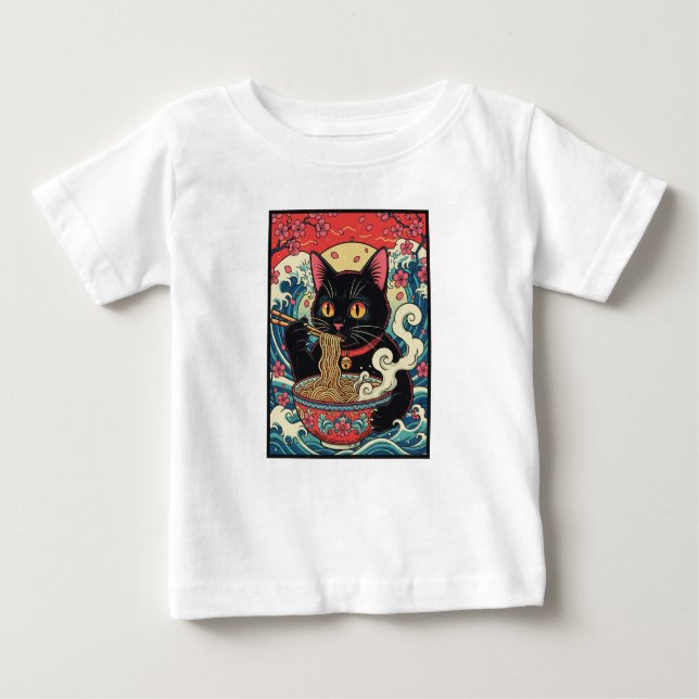 T-shirt Pour Bébé Lucky Cat Ramen Noodle Art (Devant)