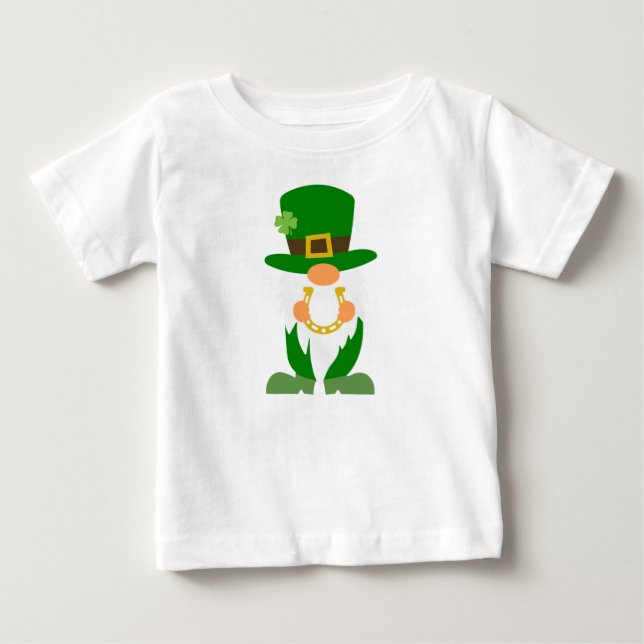 T-shirt Pour Bébé Lucky Plaid Gnome - Saint Patrick’s Day (Devant)