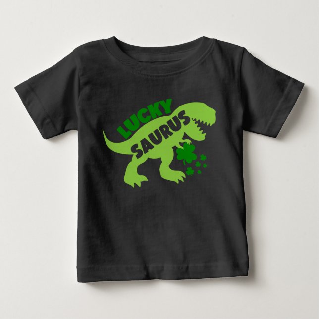 T-shirt Pour Bébé Lucky Saurus - Dino du jour de la Saint Patrick (Devant)