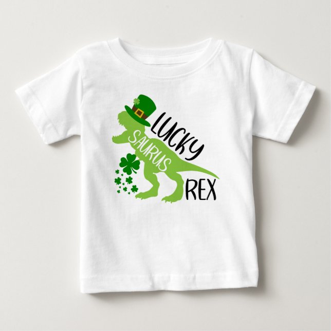 T-shirt Pour Bébé Lucky Saurus Rex - Dinosaure de la Saint Patrick (Devant)