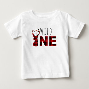 T-shirt Pour Bébé Lumberjack Plaid Wild One   Premier anniversaire