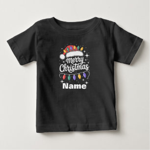 T-shirt Pour Bébé Lumières de Noël Chapeau de Père Noël Cadeau Perso