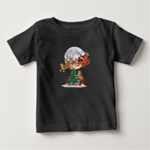 T-shirt Pour Bébé Lumières de sapin de Noël Drôle de Père Noël cheva