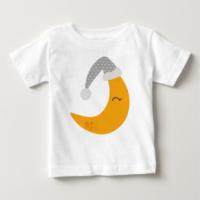 T-shirt Pour Bébé Lune Dormir, Bouchon De Nuit, Mignonne Lune, Lune  (Devant)