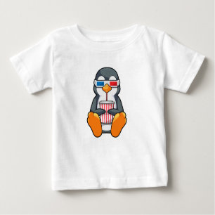 T-shirt Pour Bébé Lunettes de cinéma Penguin Coupe de boisson