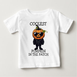 T-shirt Pour Bébé Lunettes noires Citrouille mignonne Halloween Todd