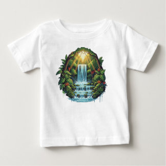 T-shirt Pour Bébé Lush Green Forest Waterfall – Cinematic Tropical 
